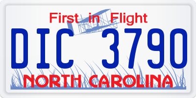 NC license plate DIC3790