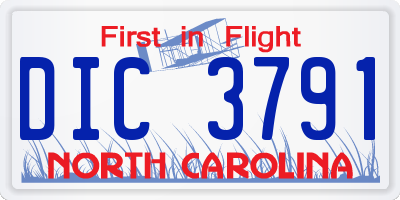 NC license plate DIC3791