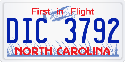 NC license plate DIC3792
