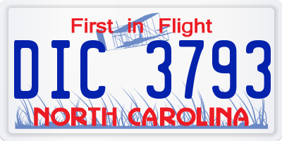 NC license plate DIC3793