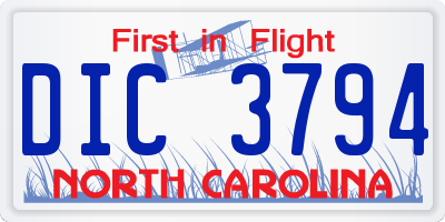 NC license plate DIC3794