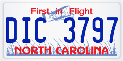 NC license plate DIC3797