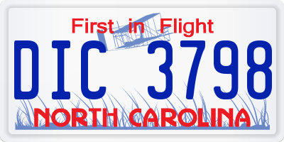 NC license plate DIC3798