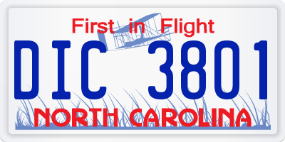 NC license plate DIC3801