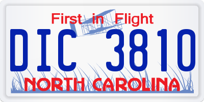 NC license plate DIC3810