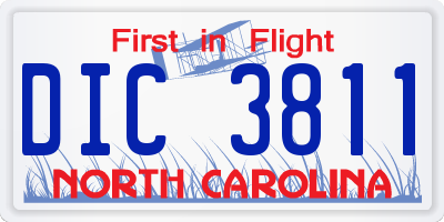 NC license plate DIC3811
