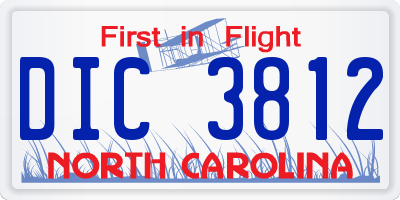 NC license plate DIC3812