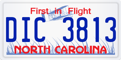 NC license plate DIC3813