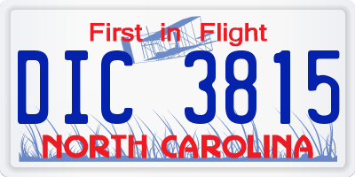 NC license plate DIC3815