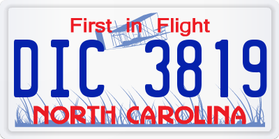 NC license plate DIC3819