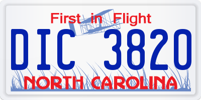 NC license plate DIC3820