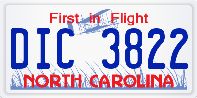 NC license plate DIC3822
