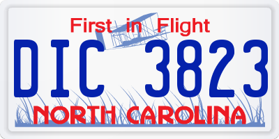 NC license plate DIC3823