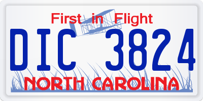 NC license plate DIC3824