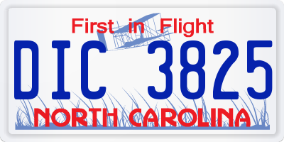 NC license plate DIC3825