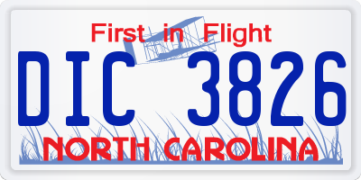 NC license plate DIC3826