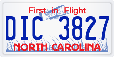 NC license plate DIC3827