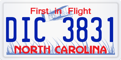 NC license plate DIC3831
