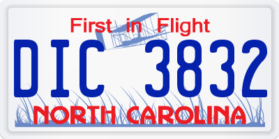NC license plate DIC3832