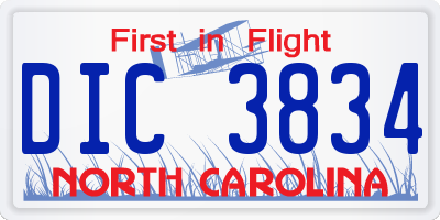 NC license plate DIC3834