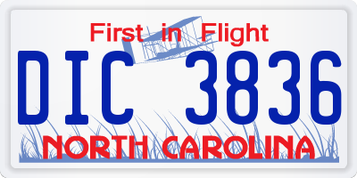 NC license plate DIC3836