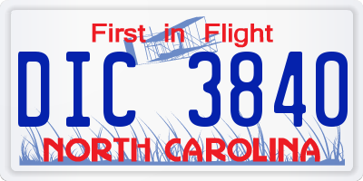 NC license plate DIC3840