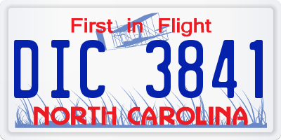 NC license plate DIC3841