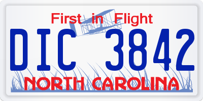 NC license plate DIC3842