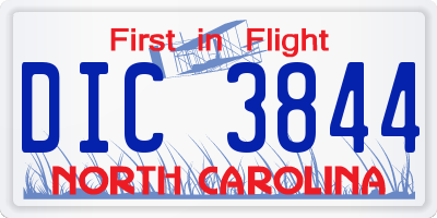NC license plate DIC3844
