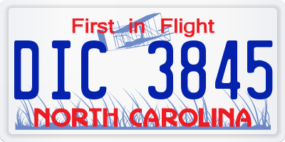 NC license plate DIC3845