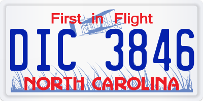 NC license plate DIC3846