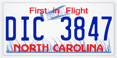 NC license plate DIC3847