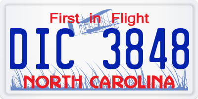 NC license plate DIC3848