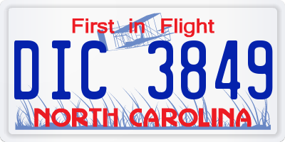 NC license plate DIC3849
