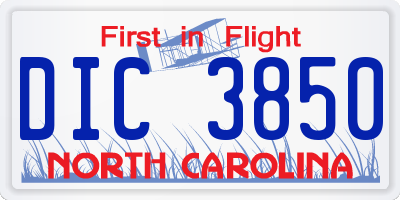 NC license plate DIC3850