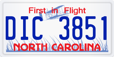 NC license plate DIC3851