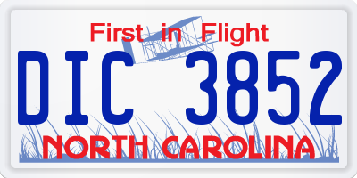 NC license plate DIC3852
