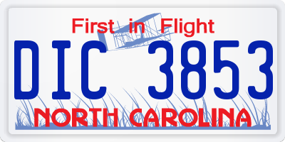 NC license plate DIC3853
