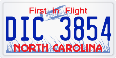 NC license plate DIC3854