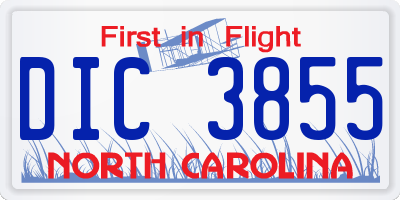NC license plate DIC3855