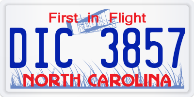 NC license plate DIC3857