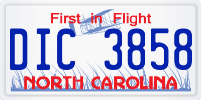 NC license plate DIC3858