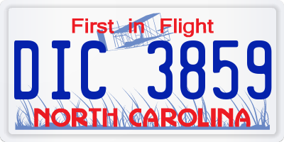 NC license plate DIC3859