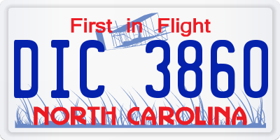 NC license plate DIC3860