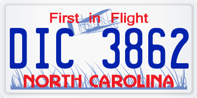 NC license plate DIC3862