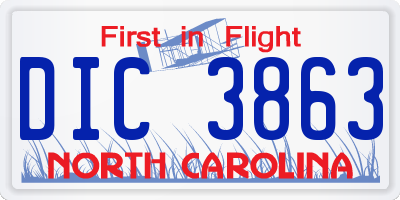 NC license plate DIC3863