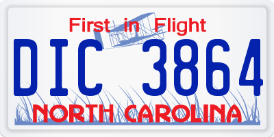 NC license plate DIC3864
