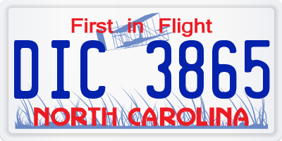 NC license plate DIC3865