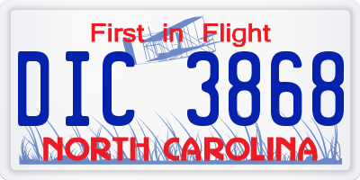 NC license plate DIC3868