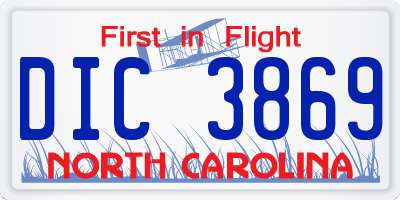 NC license plate DIC3869